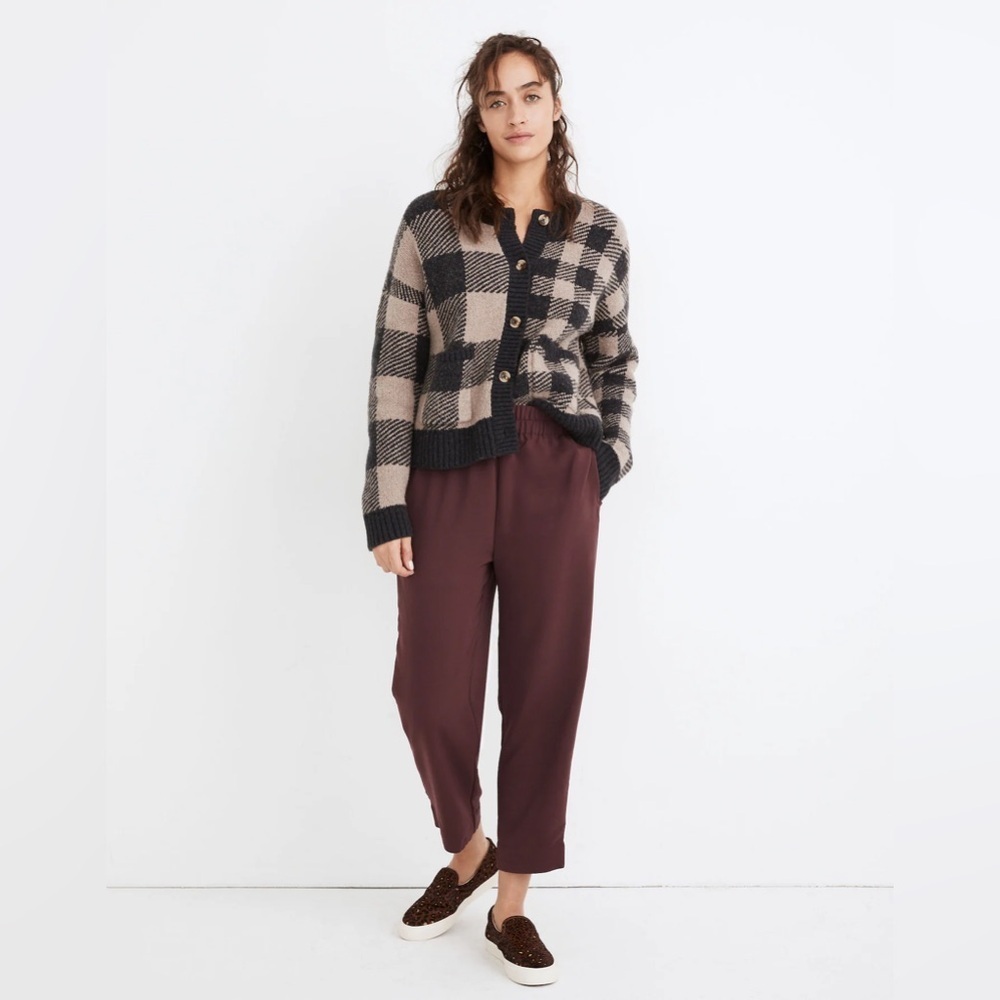 Madewell Tapered Huston Pull-On Crop Pants Dark Fig Size Medium